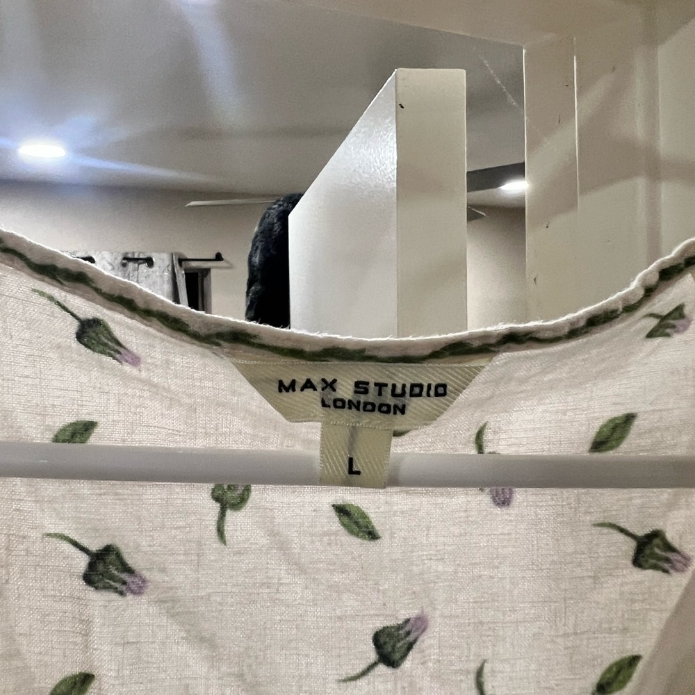 Max Studio Cream Long Sleeve Resort Dress - Picture 4 of 9